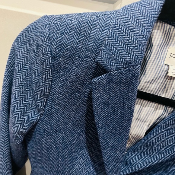 J. Crew Blue Herringbone Schoolboy Blazer with Gold Buttons - Picture 5 of 9